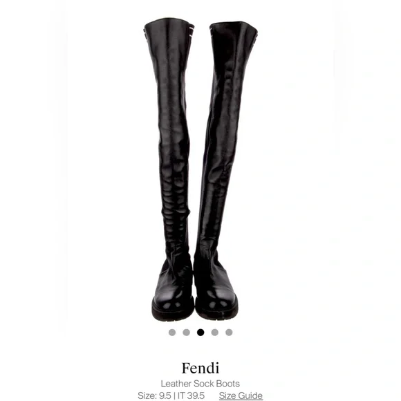 . Fendi Leather Over-The-Knee Sock Boots - Picture 3 of 9